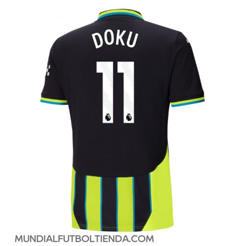 Camiseta Manchester City Jeremy Doku #11 Segunda Equipación Replica 2024-25 mangas cortas